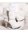 Women Cotton Warm High-heeled Shoes Winter Snow Boots