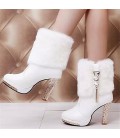 Women Cotton Warm High-heeled Shoes Winter Snow Boots