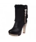 Women Cotton Warm High-heeled Shoes Winter Snow Boots