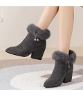 Winter plus suede thick heel high heels Martin boots for women