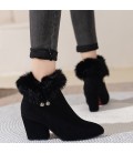 Winter plus suede thick heel high heels Martin boots for women