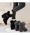Winter plus suede thick heel high heels Martin boots for women