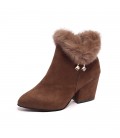 Winter plus suede thick heel high heels Martin boots for women