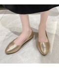 Golden soft soled bean shoes for women