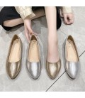 Golden soft soled bean shoes for women