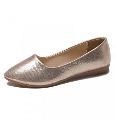 Golden soft soled bean shoes for women