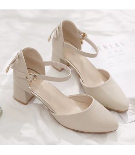New versatile single shoe women's one button soft leather high heels