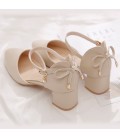 New versatile single shoe women's one button soft leather high heels