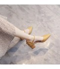 New versatile single shoe women's one button soft leather high heels