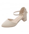 New versatile single shoe women's one button soft leather high heels