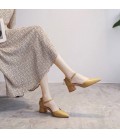 New versatile single shoe women's one button soft leather high heels