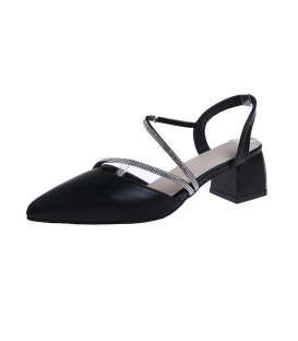 New Summer Baotou Coarse Heel Diamond High Heel Women's Shoes