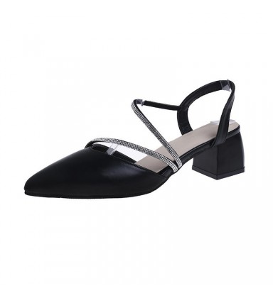 New Summer Baotou Coarse Heel Diamond High Heel Women's Shoes