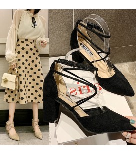 Pointed toe bag heel, thick heel, high-heeled fashion women's shoes
