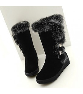 Women's Winter Fashion Boots Leatherette Dress Flat Heel 
