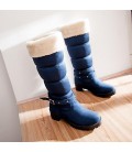Women's Winter Snow Boots Faux Suede Dress Chunky Heel