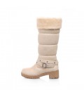 Women's Winter Snow Boots Faux Suede Dress Chunky Heel