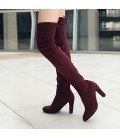 Women Stretch Faux Suede Slim Thigh High Boots Sexy Fashion Over the Knee Boots