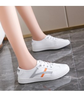 Women's Leather Casual Shoes - Versatile Non-Slip White Sneakers for Students