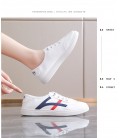 Women's Leather Casual Shoes - Versatile Non-Slip White Sneakers for Students