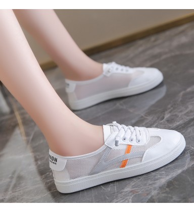Women's Leather Casual Shoes - Versatile Non-Slip White Sneakers for Students