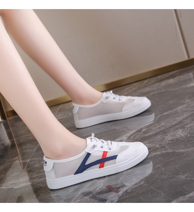Women's Leather Casual Shoes - Versatile Non-Slip White Sneakers for Students