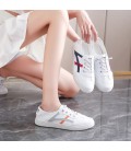 Women's Leather Casual Shoes - Versatile Non-Slip White Sneakers for Students