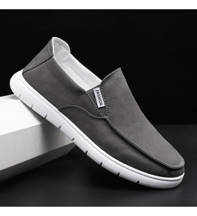 Men's Slip-On Loafer Shoes, Beijing Style Breathable Canvas Casual Kung Fu Shoes