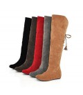Women's Winter Suede Dress Low Heel Lace-up Snow Boots