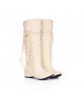 Women's Fall Winter Suede Casual Wedge Heel Ruffles Lace-up shoes