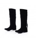 Women's Fall Winter Suede Casual Wedge Heel Ruffles Lace-up shoes