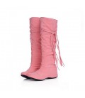 Women's Fall Winter Suede Casual Wedge Heel Ruffles Lace-up shoes