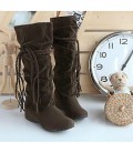 Women's Fall Winter Suede Casual Wedge Heel Ruffles Lace-up shoes