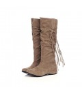 Women's Fall Winter Suede Casual Wedge Heel Ruffles Lace-up shoes