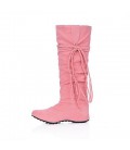 Women's Fall Winter Suede Casual Wedge Heel Ruffles Lace-up shoes