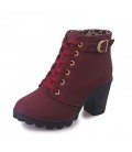 Women's Boots Fall Winter Comfort PU Casual Chunky Heel Zipper
