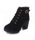Women's Boots Fall Winter Comfort PU Casual Chunky Heel Zipper