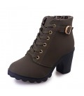 Women's Boots Fall Winter Comfort PU Casual Chunky Heel Zipper