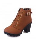 Women's Boots Fall Winter Comfort PU Casual Chunky Heel Zipper