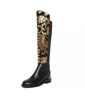 Women's Boots Winter Leather Casual Flat Heel Others Black Walking