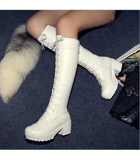 Women's Spring Fall Winter Leatherette Casual Chunky Heel