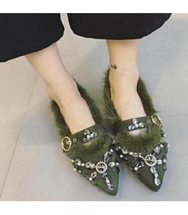 Women's Flats Comfort Pigskin Casual Black Green