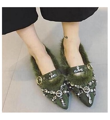 Women's Flats Comfort Pigskin Casual Black Green Women's Flats Comfort Pigskin Casual Black Green