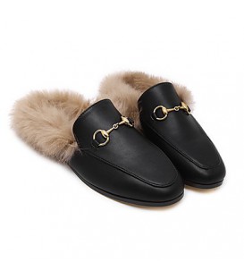Women's Flats Winter Others Leatherette Casual Flat Heel Black
