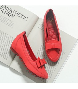 Women's Flats Comfort Leatherette Casual Black Red Gray Almond