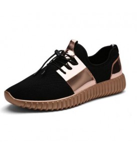 Mens Casual Air Mesh Glossy Gold Adults Trainers Outdoor