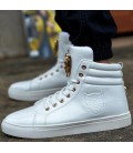 Fashion High Top Casual Shoes For Men PU Leather Lace Up Casual Shoes