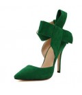 Women Big Bow Tie Pumps Butterfly Pointed Stiletto Shoes