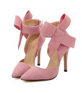 Women Big Bow Tie Pumps Butterfly Pointed Stiletto Shoes