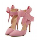 Women Big Bow Tie Pumps Butterfly Pointed Stiletto Shoes